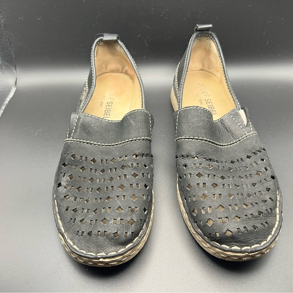 Josef Seibel Women's Black Perforated Loafers - Picture 1 of 5